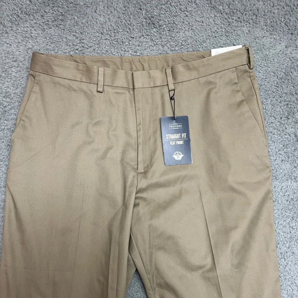 Dockers Tailored Straight Fit Pants Mens 36x32 Khaki New Flat Front Chino Slacks